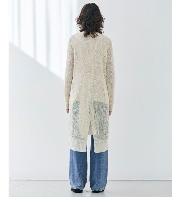 BEIGE,「【洗える】OPTICAL / ペーパーヤーンVネックロングカーディガン」|カーディガン|