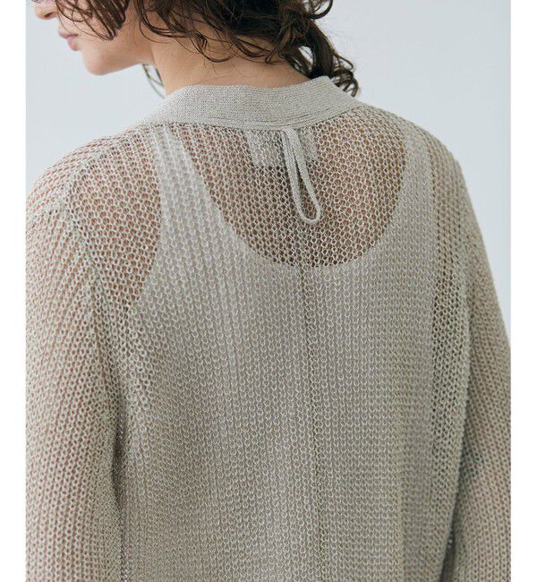 BEIGE,「【洗える】OPTICAL / ペーパーヤーンVネックロングカーディガン」|カーディガン|