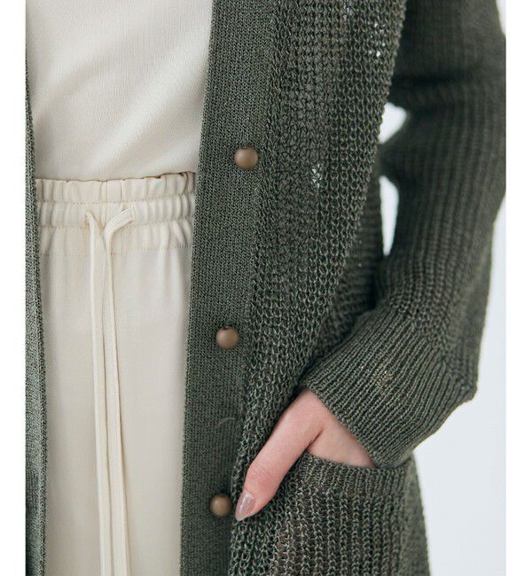 BEIGE,「【洗える】OPTICAL / ペーパーヤーンVネックロングカーディガン」|カーディガン|