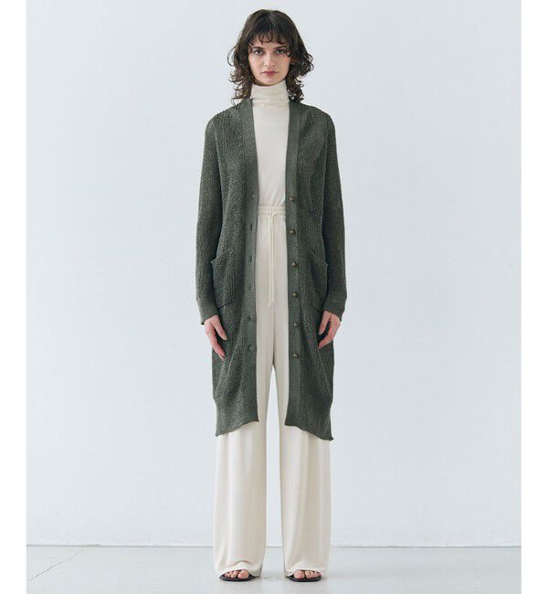 BEIGE,「【洗える】OPTICAL / ペーパーヤーンVネックロングカーディガン」|カーディガン|