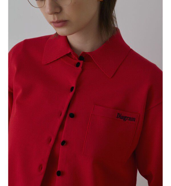 Diagram「バイカラーロゴニットカーディガン」|カーディガン|レッド