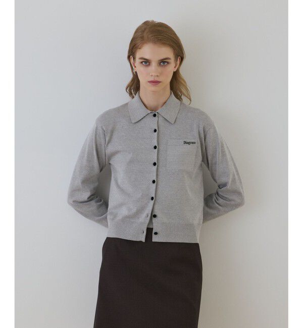 Diagram「バイカラーロゴニットカーディガン」|カーディガン|グレー