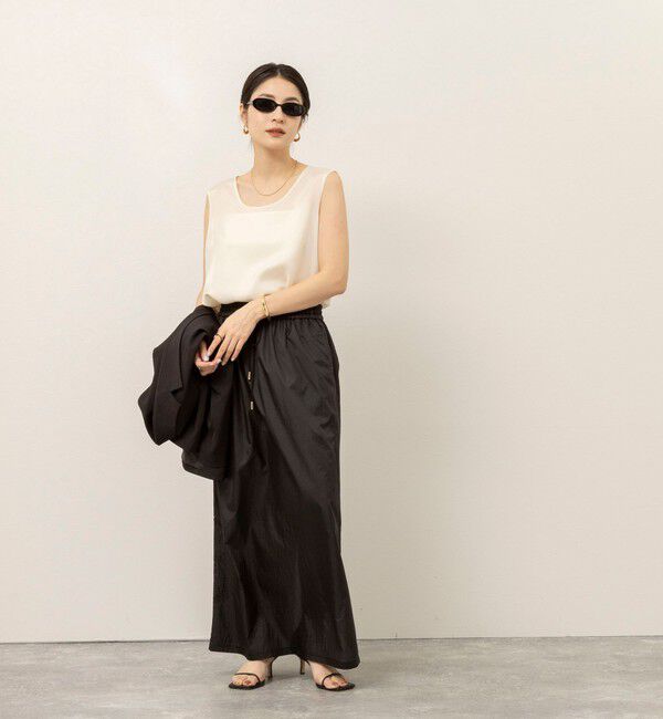 MAQWEL「《セットアップ対応》【MAQWEL/マクウェル】ウォッシャブルサテンノースリーブ」|シャツ・ブラウス|