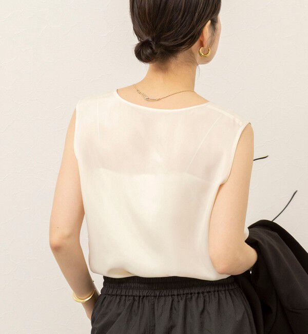 MAQWEL「《セットアップ対応》【MAQWEL/マクウェル】ウォッシャブルサテンノースリーブ」|シャツ・ブラウス|