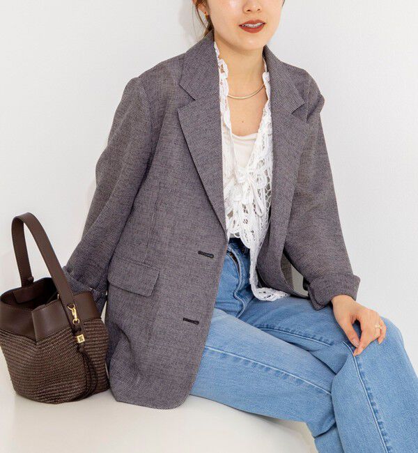 NOLLEY'S「ウォッシャブルカラミオーバージャケット」|テーラードジャケット|ブラック・グレー系1