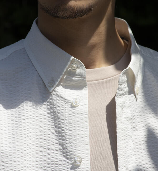 GLOSTER「【GLOSTER/グロスター】シアサッカー ボタンダウン半袖シャツ」|シャツ・ブラウス|