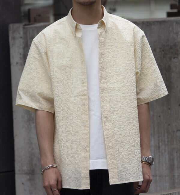 GLOSTER「【GLOSTER/グロスター】シアサッカー ボタンダウン半袖シャツ」|シャツ・ブラウス|