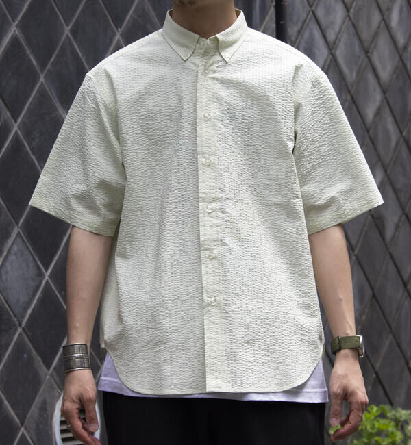 GLOSTER「【GLOSTER/グロスター】シアサッカー ボタンダウン半袖シャツ」|シャツ・ブラウス|