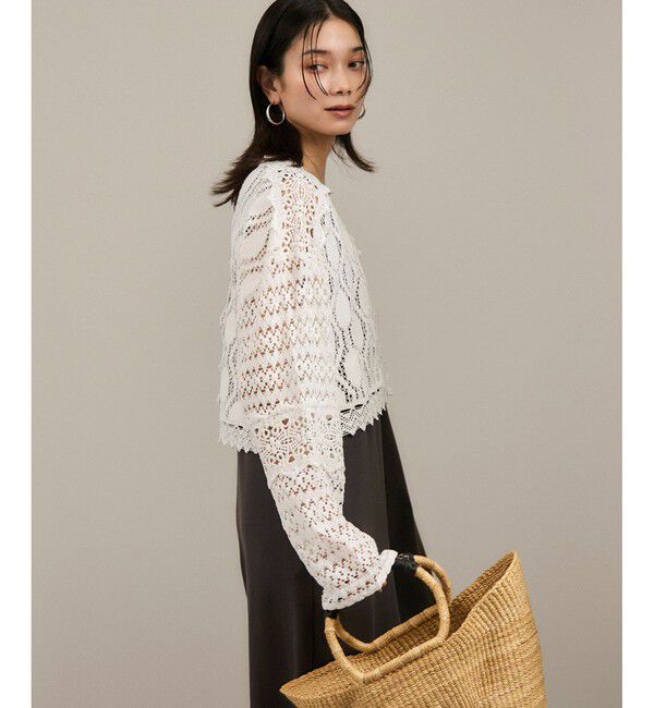 SALON adam et rope'「【WEB限定】レースパッチワークボレロ」|カーディガン|