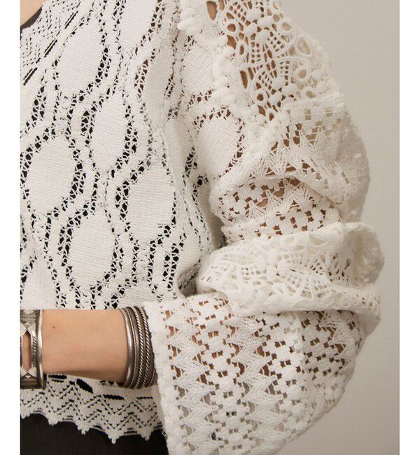 SALON adam et rope'「【WEB限定】レースパッチワークボレロ」|カーディガン|