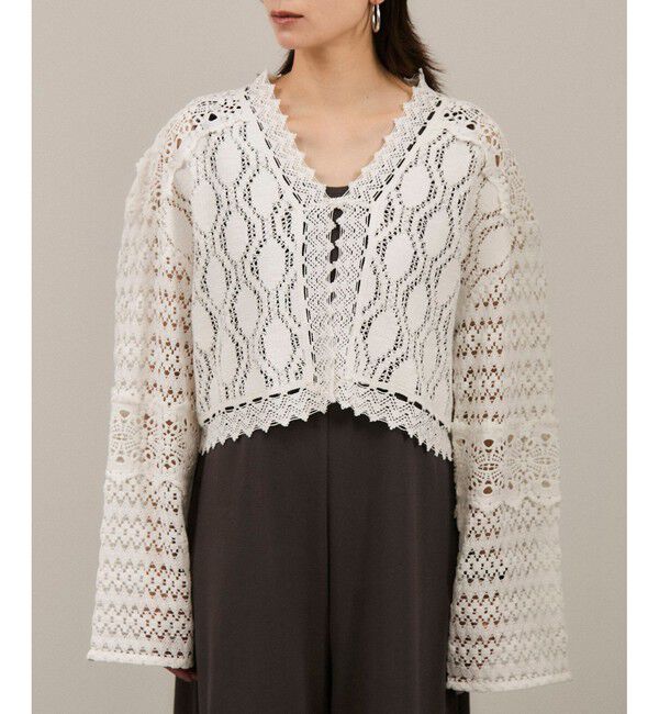 SALON adam et rope'「【WEB限定】レースパッチワークボレロ」|カーディガン|
