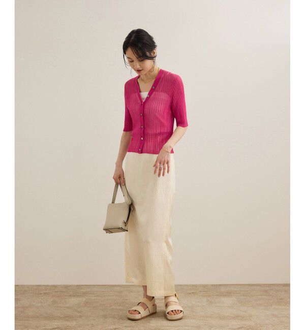 ROPE「シアーリブカーディガン/洗える」|カーディガン|