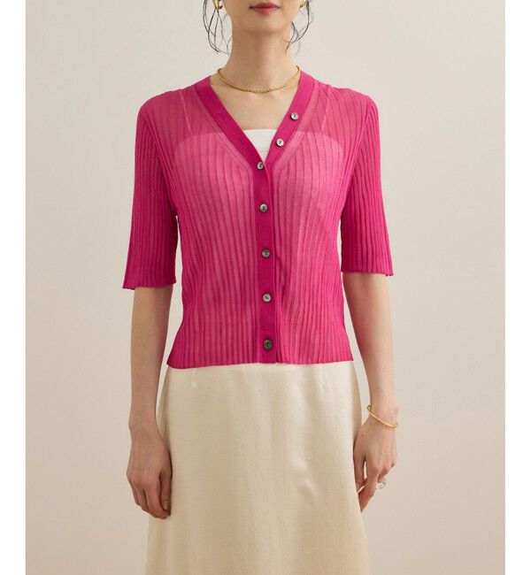 ROPE「シアーリブカーディガン/洗える」|カーディガン|