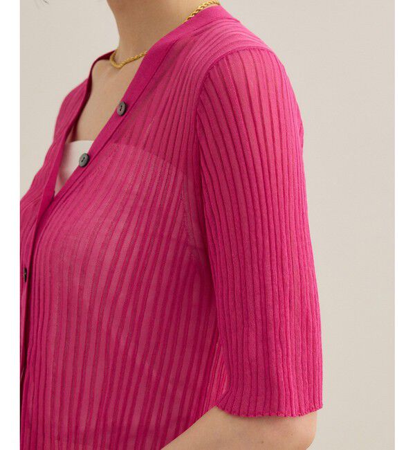 ROPE「シアーリブカーディガン/洗える」|カーディガン|