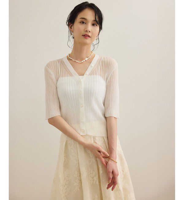 ROPE「シアーリブカーディガン/洗える」|カーディガン|