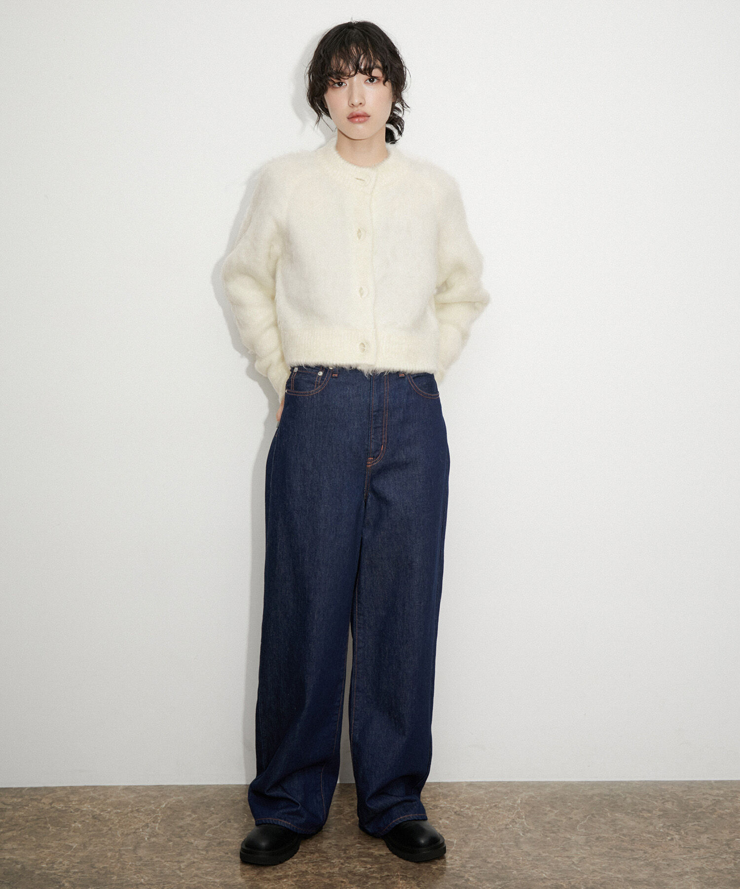 ADAM ET ROPE'「シャギーカーディガン」|カーディガン|