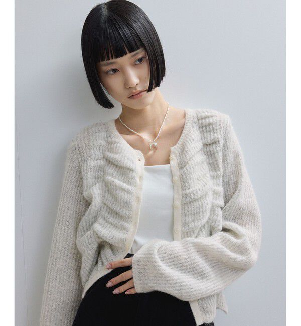 ADAM ET ROPE'「【WEB限定】ダブルモヘアシャーリングカーディガン」|カーディガン|ライトグレー(08)