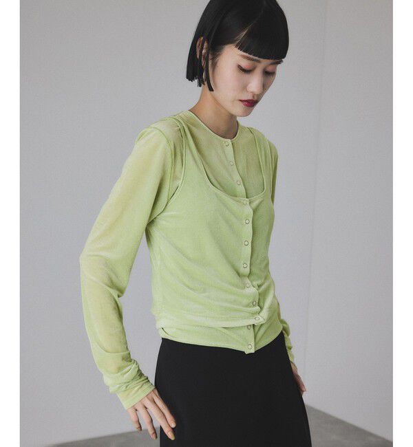 ADAM ET ROPE'「マルチWAYシアートリコットベロアカーディガン」|カーディガン|ライトグリン(33)