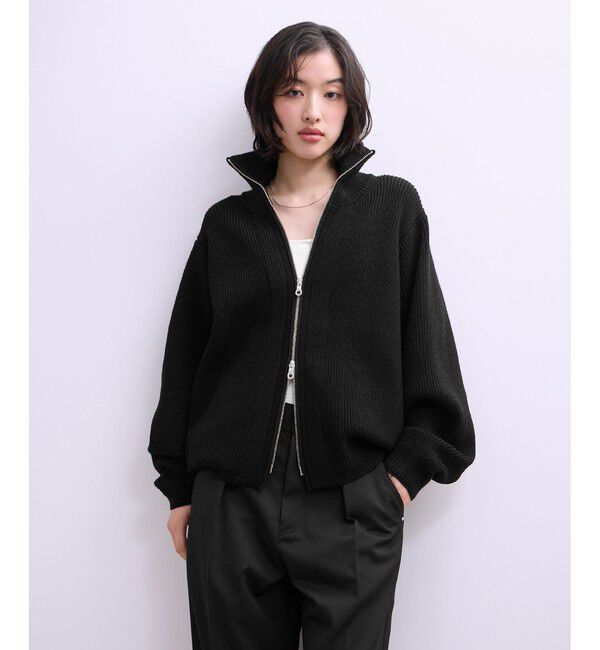 ADAM ET ROPE'「【WEB限定】・【サステナブル】ミックスヤーンジップカーディガン」|カーディガン|