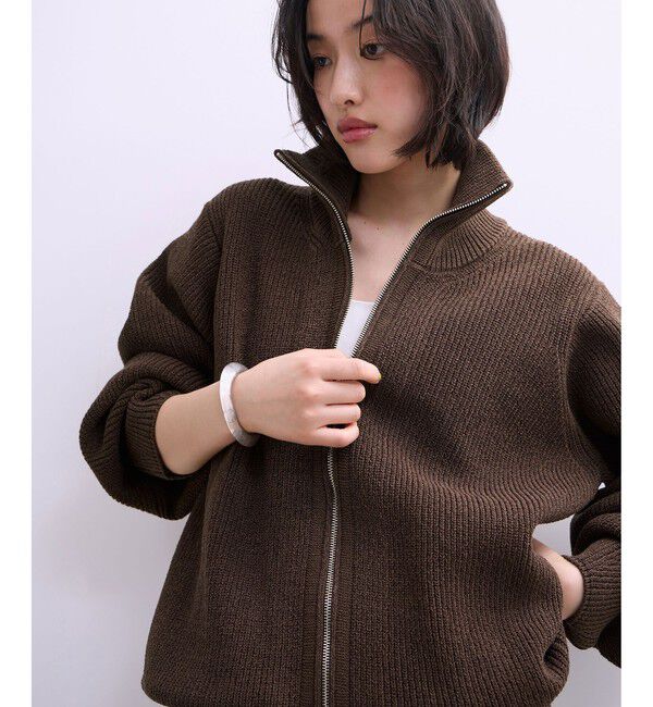 ADAM ET ROPE'「【WEB限定】・【サステナブル】ミックスヤーンジップカーディガン」|カーディガン|