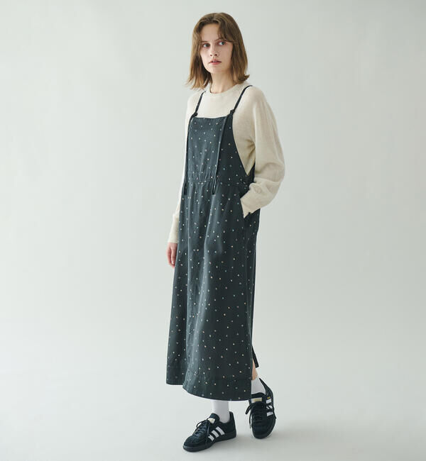 LE GLAZIK「LE GLAZIK | ツイルプリント サロペットスカート WOMEN」|その他|BLACK系1