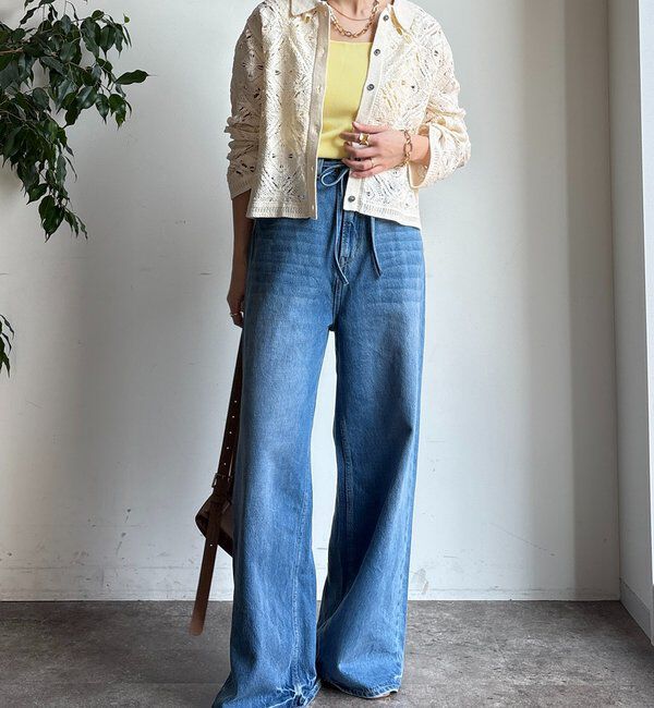  「レース柄襟付きニットシャツカーディガン」|カーディガン|