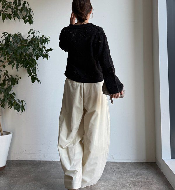  「レース柄襟付きニットシャツカーディガン」|カーディガン|