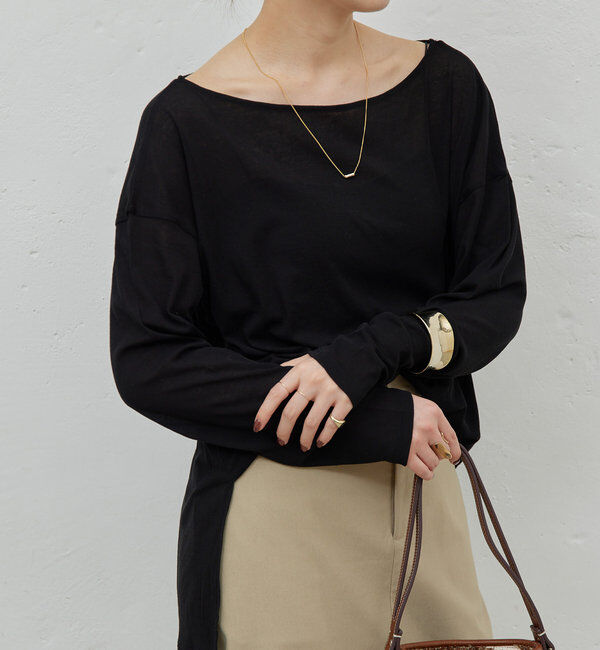  「【La nature linge】オーバーシアーロンT」|Tシャツ・カットソー|ブラック