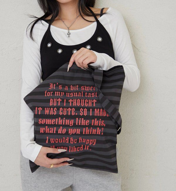  「【WEB限定】アソートメッセージロゴトートバッグ」|トートバッグ|チャコールグレー