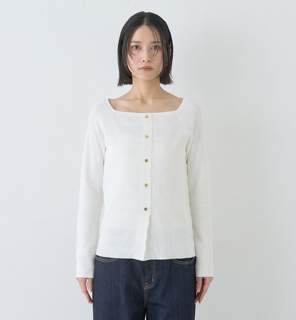 Rouge vif「【セットアップ対応】スクエアネックボーダー柄ニットカーディガン/プルオーバー【予」|カーディガン|