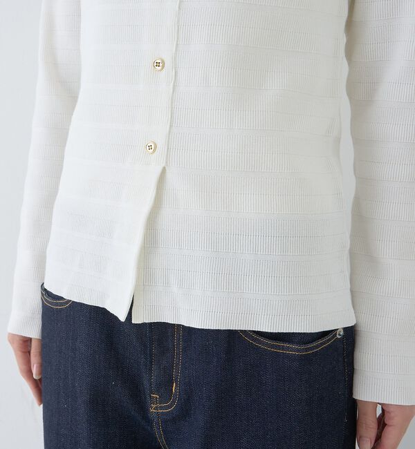 Rouge vif「【セットアップ対応】スクエアネックボーダー柄ニットカーディガン/プルオーバー【予」|カーディガン|