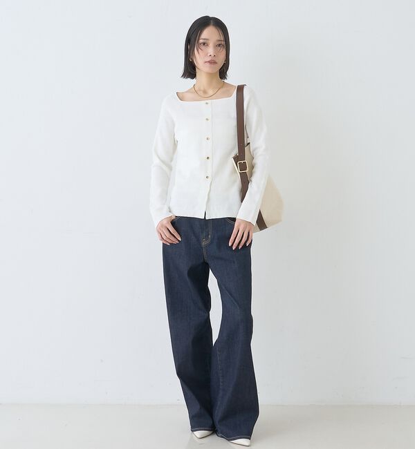 Rouge vif「【セットアップ対応】スクエアネックボーダー柄ニットカーディガン/プルオーバー【予」|カーディガン|