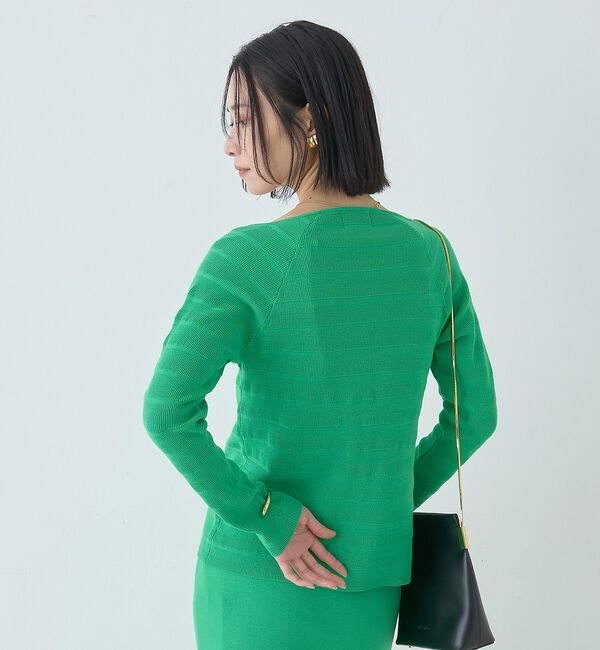 Rouge vif「【セットアップ対応】スクエアネックボーダー柄ニットカーディガン/プルオーバー【予」|カーディガン|