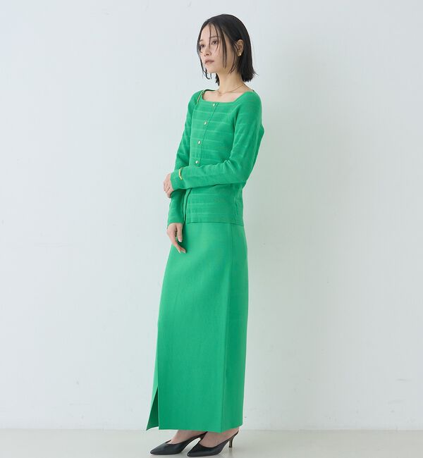 Rouge vif「【セットアップ対応】スクエアネックボーダー柄ニットカーディガン/プルオーバー【予」|カーディガン|