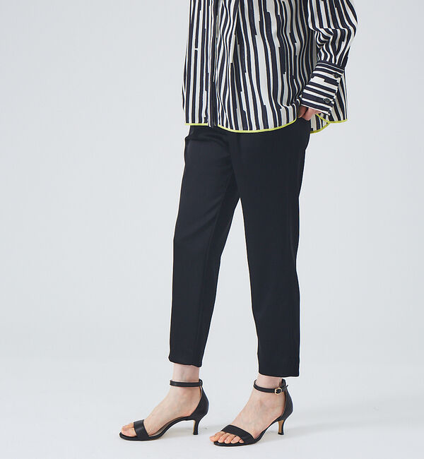 qualite「【追加生産】アセテートサテンドロストパンツ」|その他|ブラック