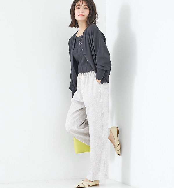 abahouse mavie「【アンサンブル対応】麻タッチキーネック2WAYカーデ」|カーディガン|