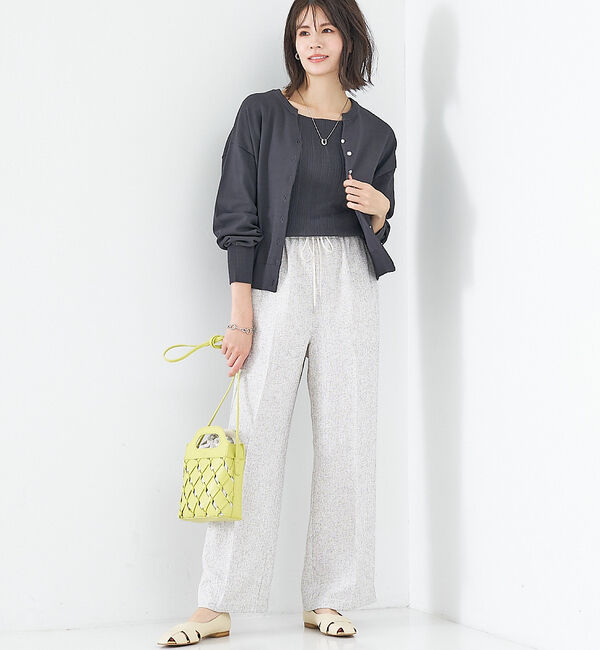 abahouse mavie「【アンサンブル対応】麻タッチキーネック2WAYカーデ」|カーディガン|