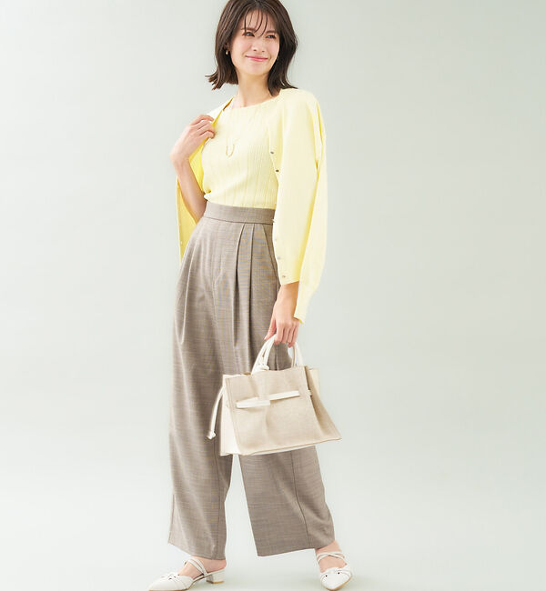 abahouse mavie「【アンサンブル対応】麻タッチキーネック2WAYカーデ」|カーディガン|