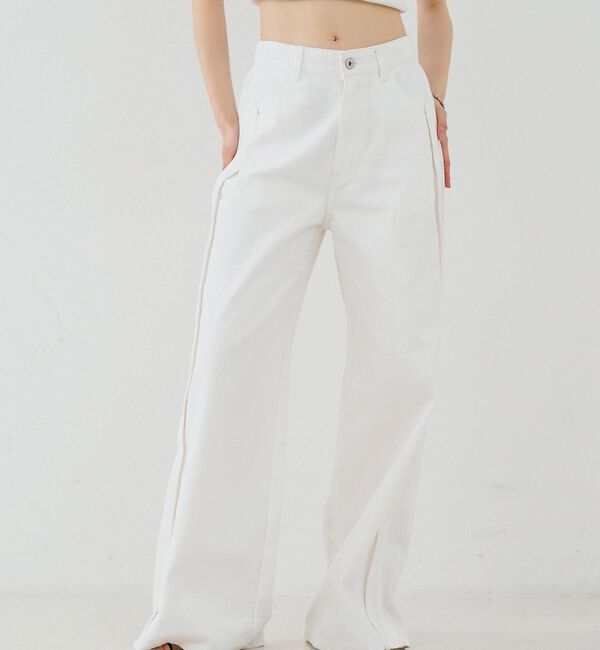 NOMINE「サイドライン ワイド デニムパンツ」|デニム|