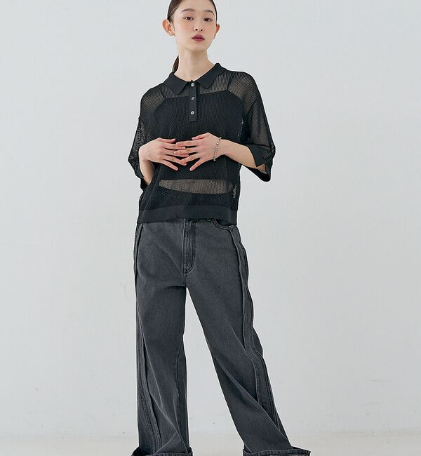 NOMINE「サイドライン ワイド デニムパンツ」|デニム|