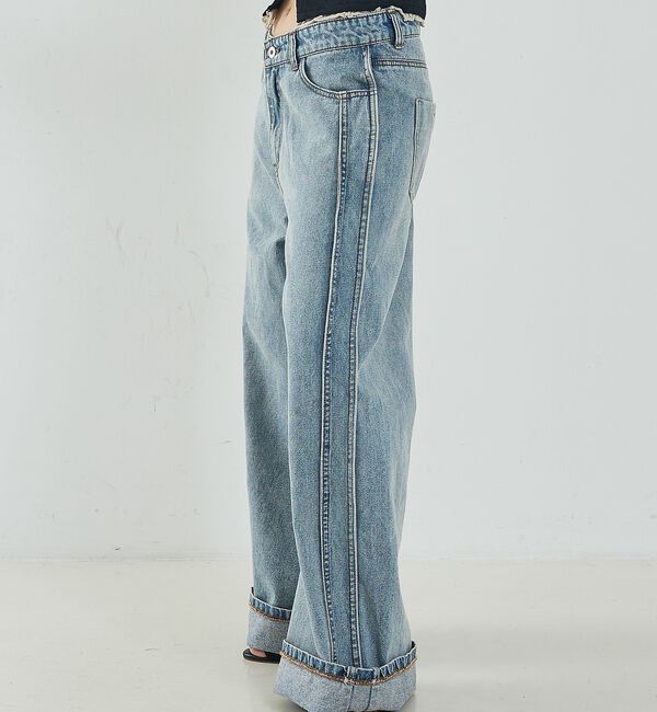 NOMINE「サイドライン ワイド デニムパンツ」|デニム|