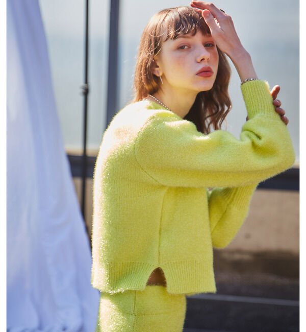 Soffitto「前後2WAYフィルムラメニット」|カーディガン|