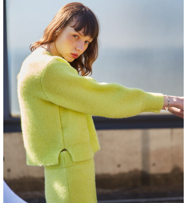 Soffitto「前後2WAYフィルムラメニット」|カーディガン|