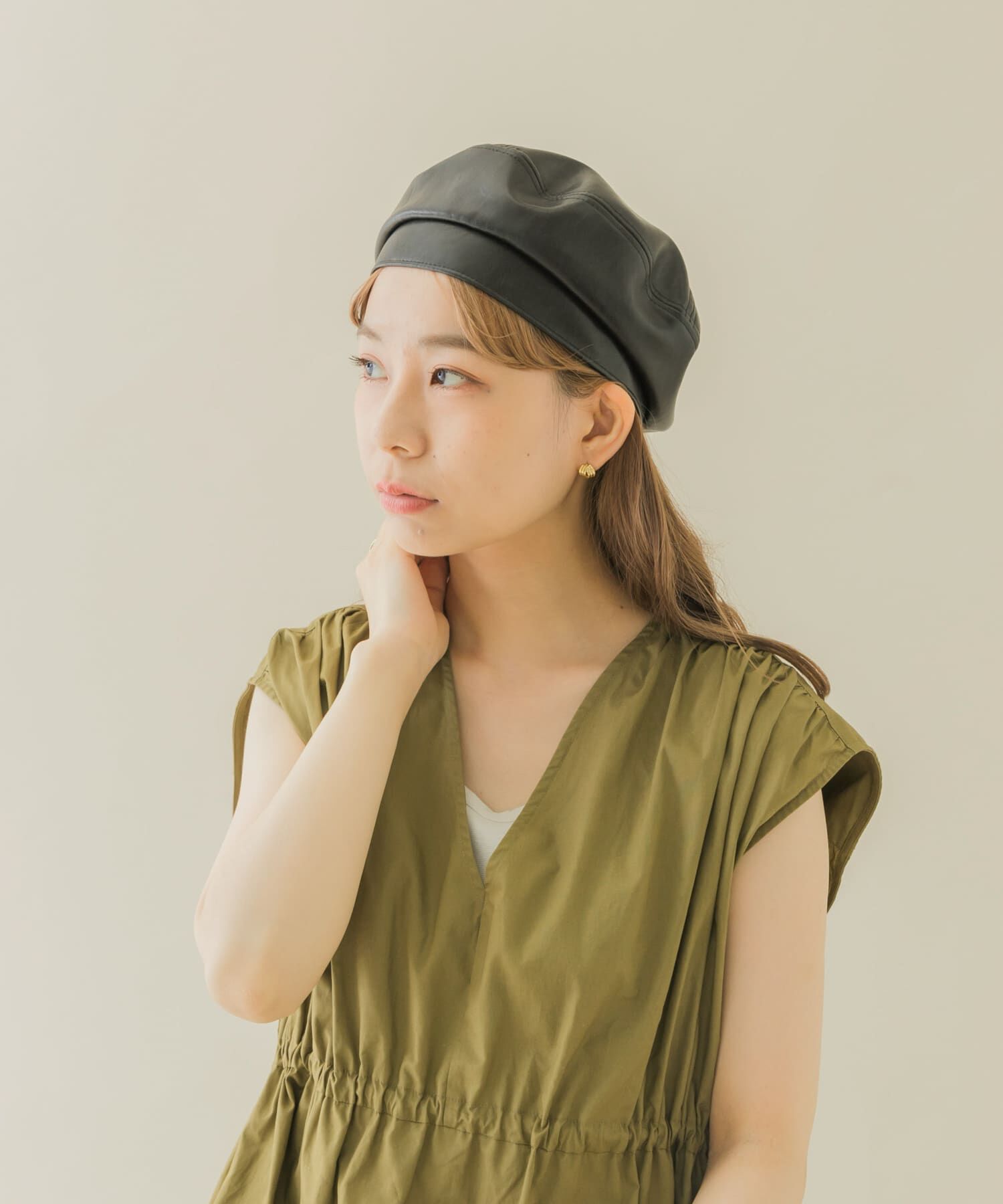 SMELLY「フェイクレザーバックルベレー」|ハンチング・ベレー帽|