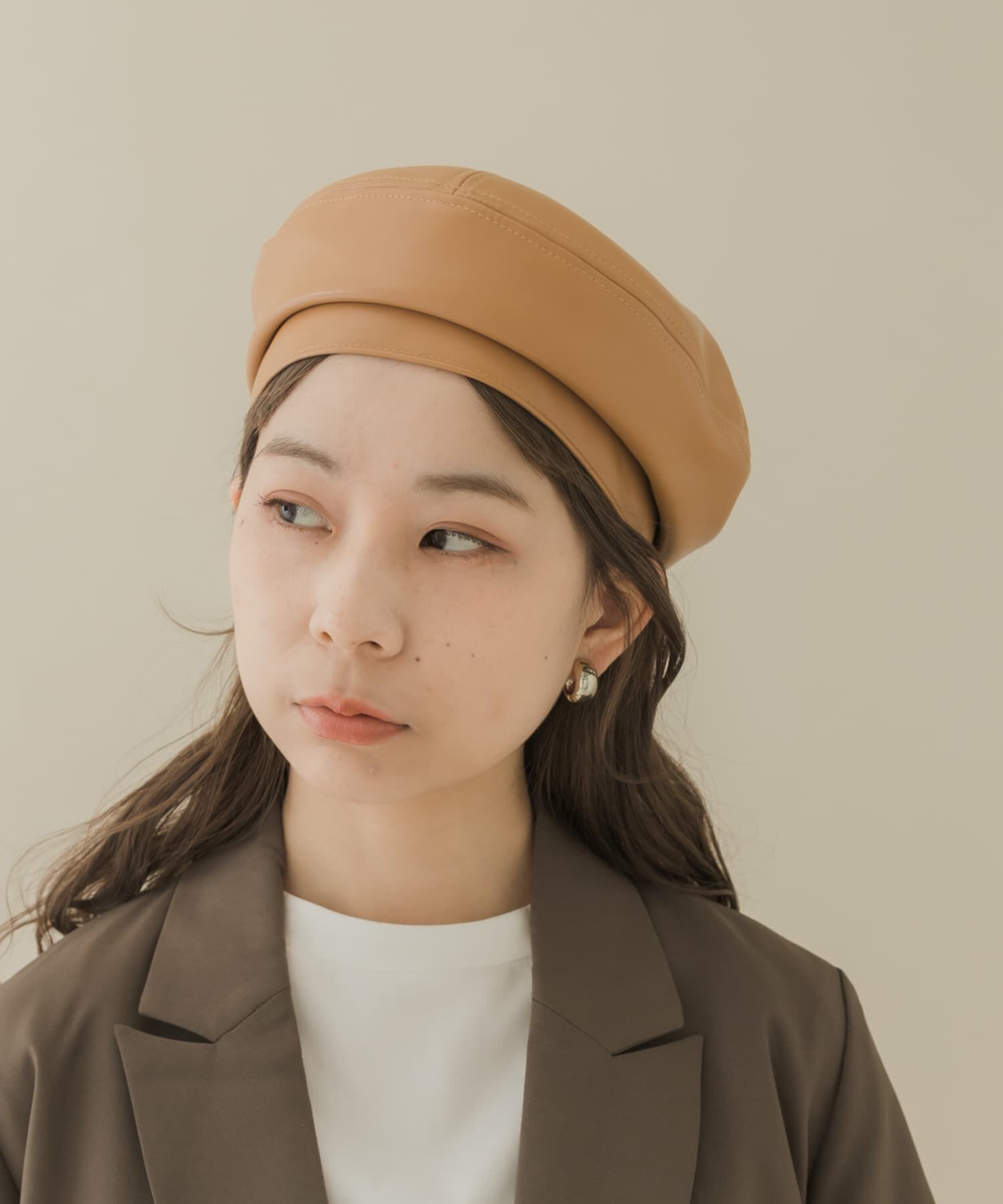 SMELLY「フェイクレザーバックルベレー」|ハンチング・ベレー帽|