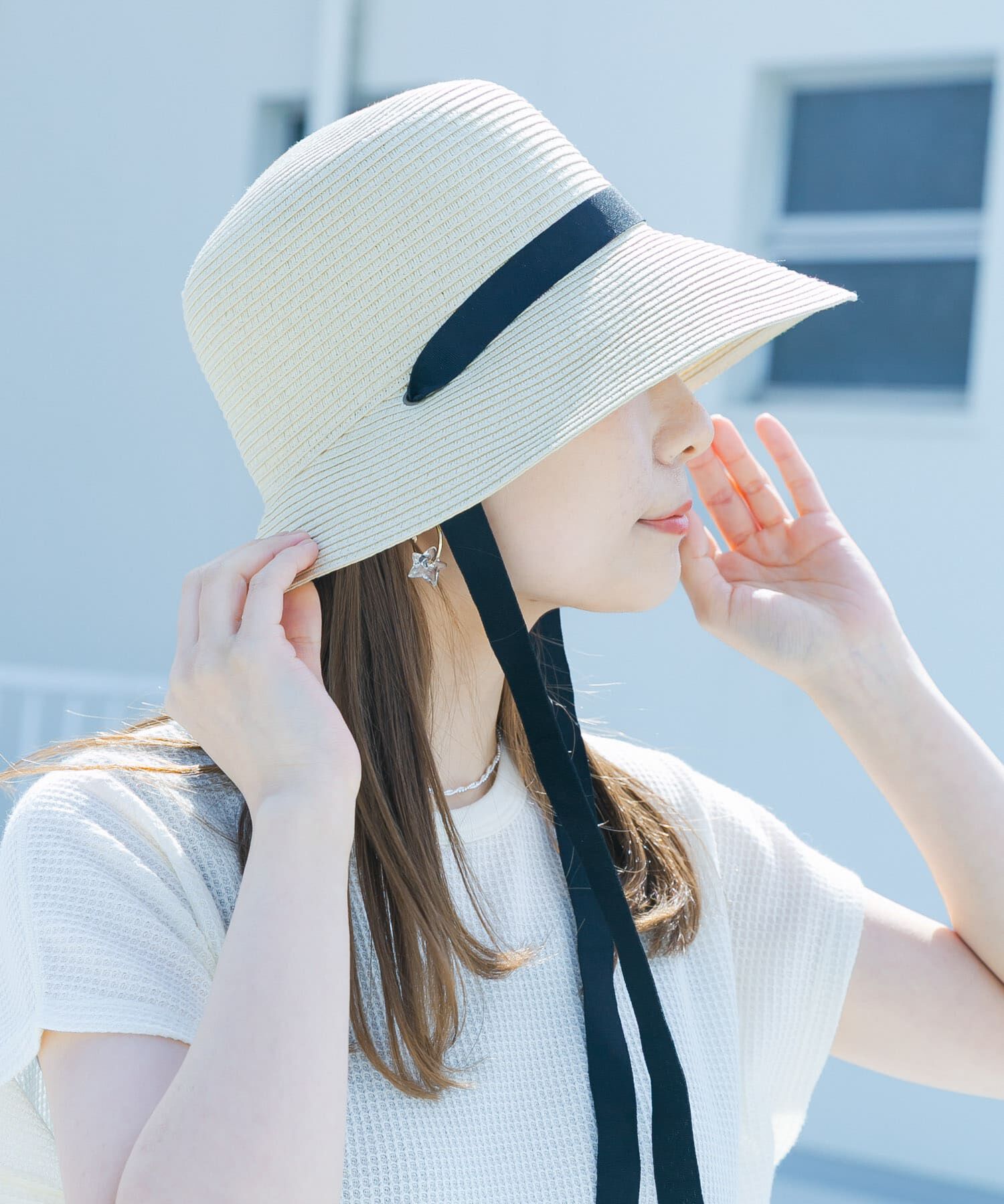 SMELLY「ペーパーリボンハット」|ハット|アイボリー