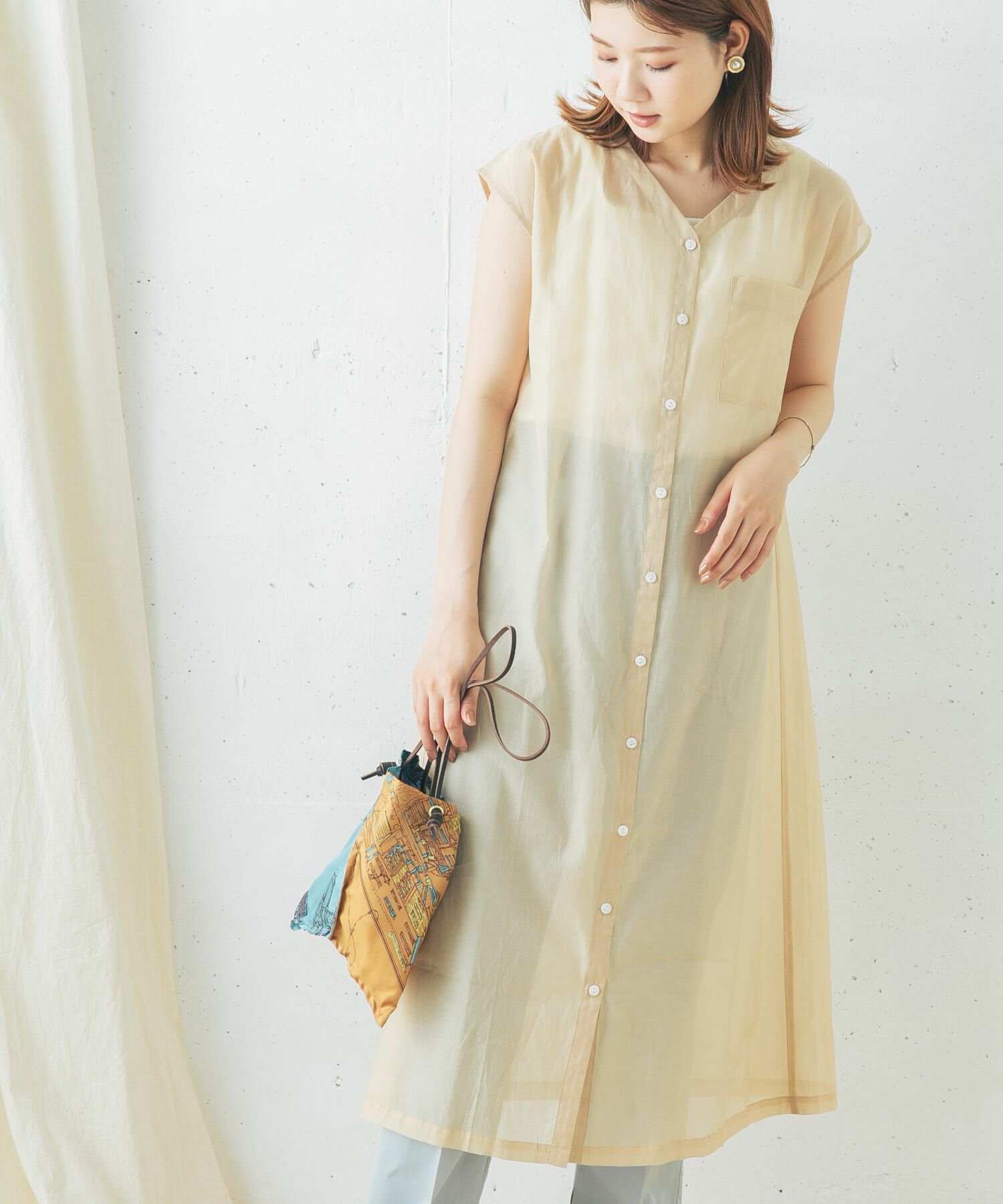 URBAN RESEARCH ROSSO「コットンシルクフレンチガウンワンピース」|ワンピース|