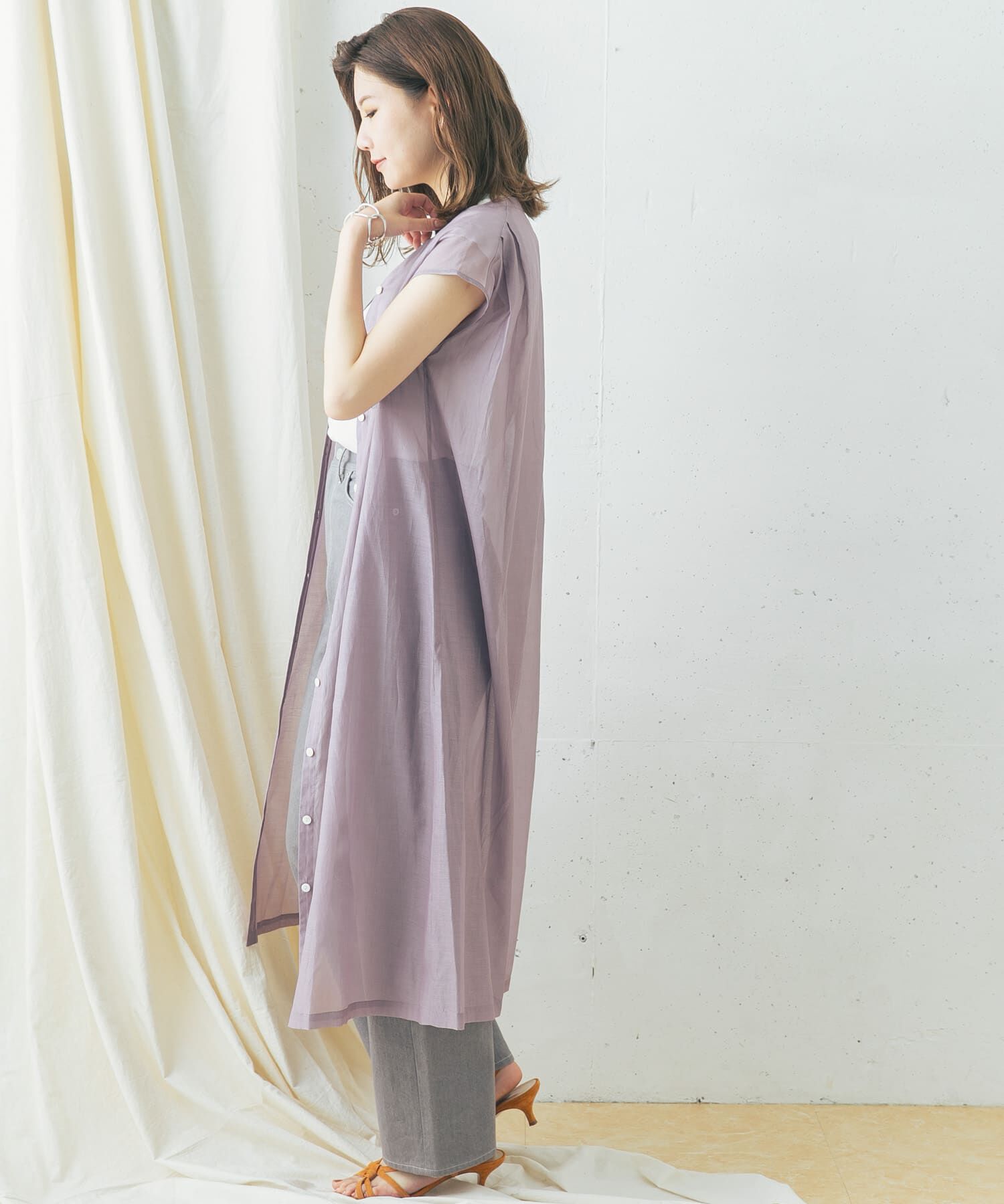 URBAN RESEARCH ROSSO「コットンシルクフレンチガウンワンピース」|ワンピース|