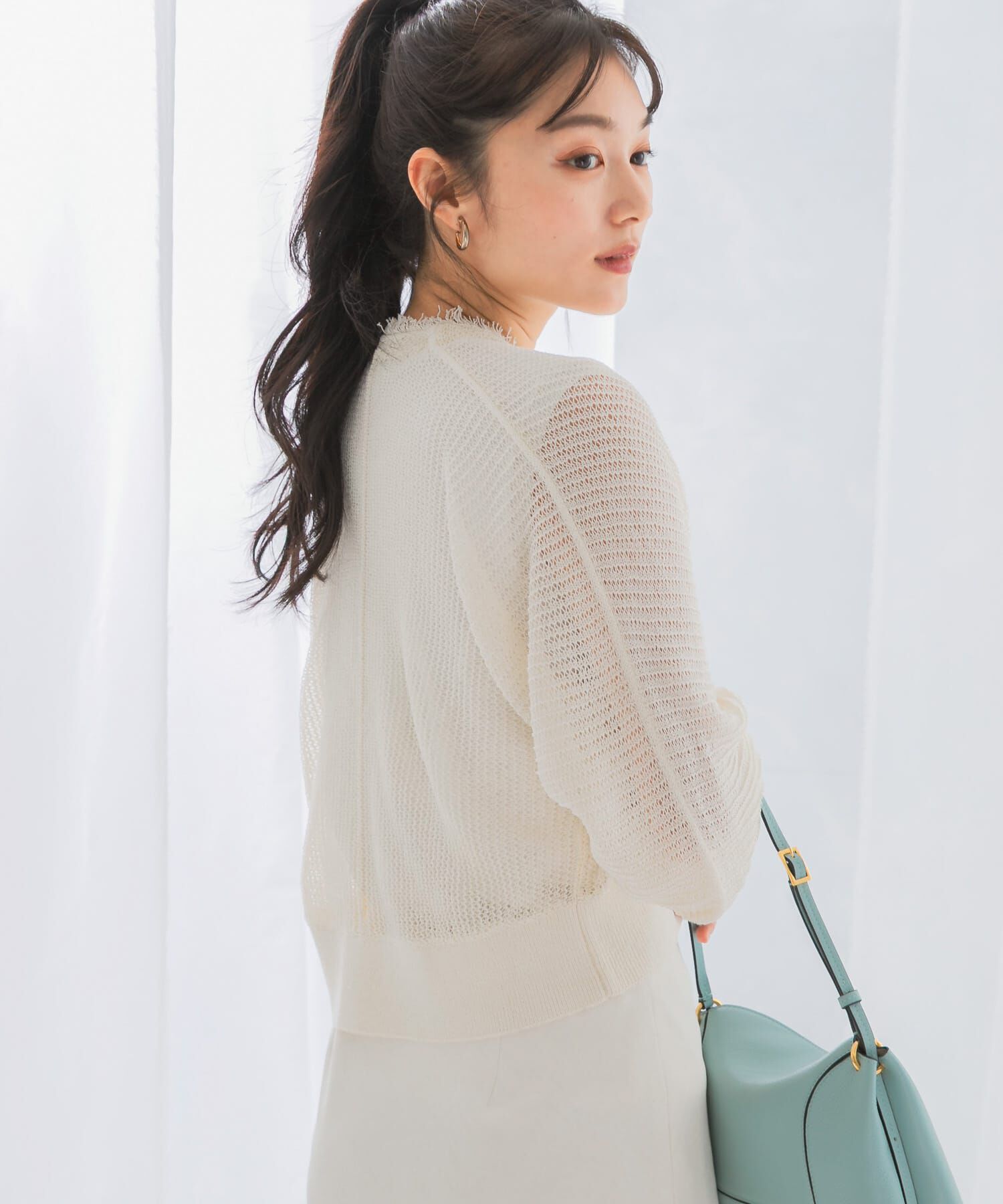 URBAN RESEARCH ROSSO「柄編みフリンジカーディガン」|カーディガン|