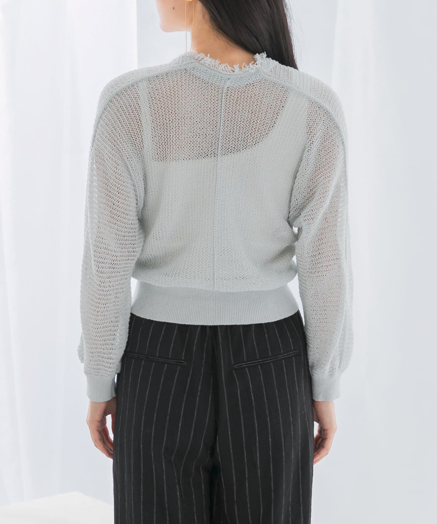 URBAN RESEARCH ROSSO「柄編みフリンジカーディガン」|カーディガン|